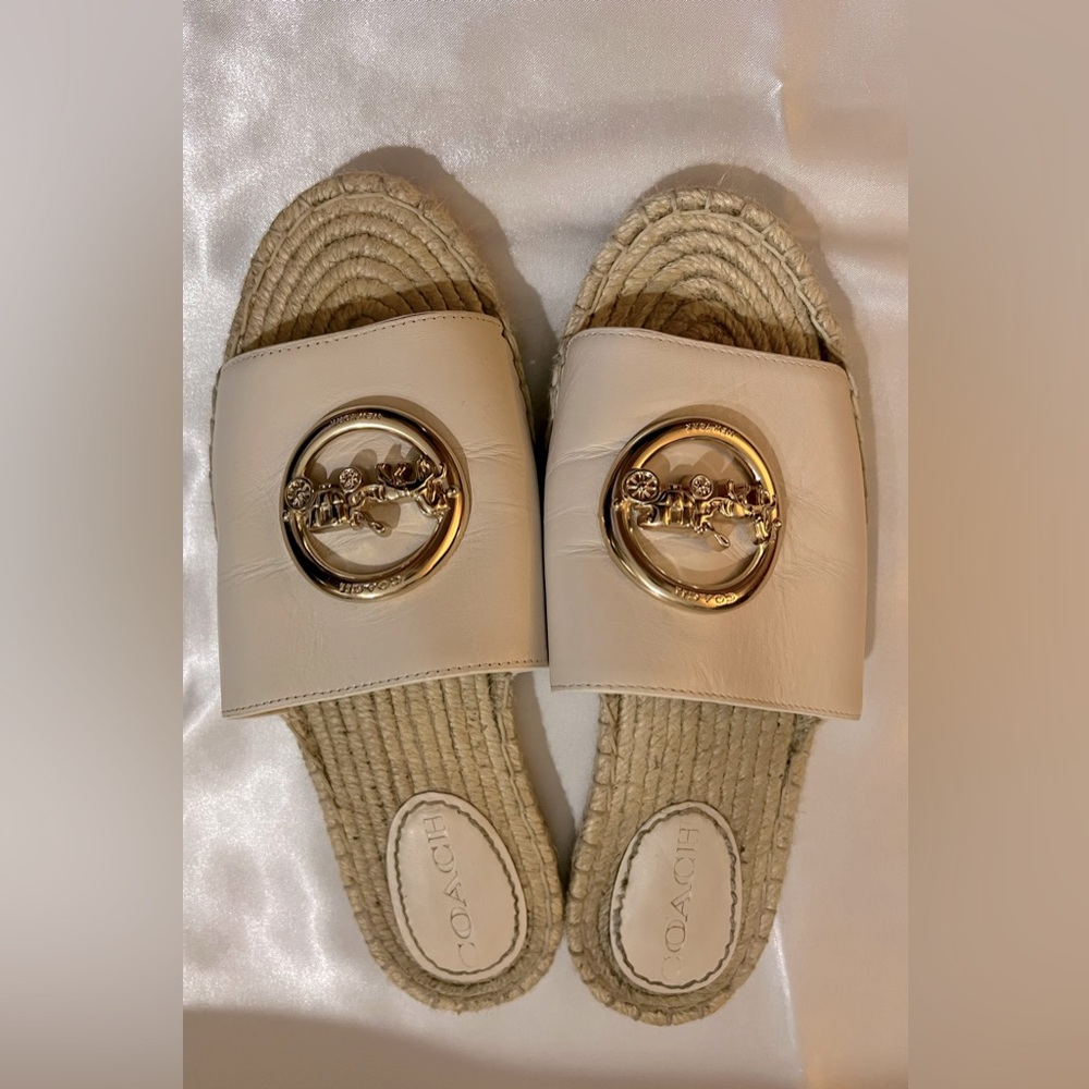 Coach Leather Espadrille Sandal in color Chalk - Picture 4 of 8